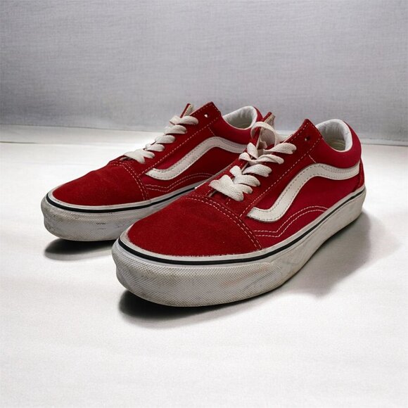 Vans Old Skool Red & White Classic Canvas Sneakers Women 6.5 Men 5 Unisex - Picture 4 of 11